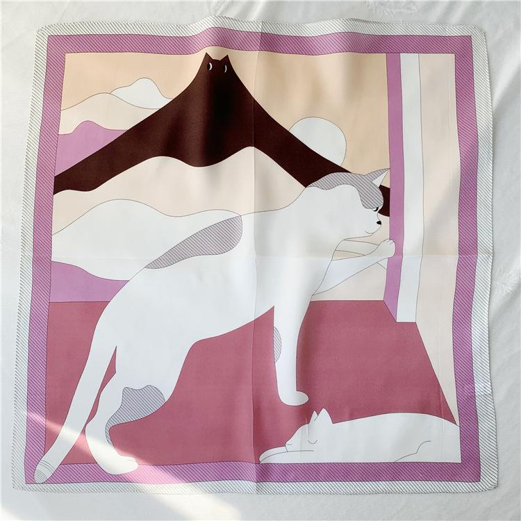 53*53 см квадратный шелковый шарф женский модный принт маленький шейный платок офисный — фото 21