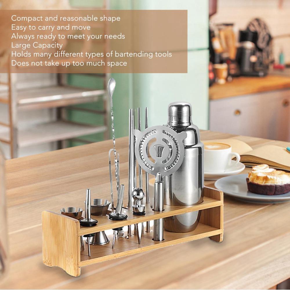 Easy Storage Bar Tool Organizer Wood Bartender Set Stand Portable Bartending Tool Holder Home