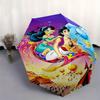 Aladdin's Genie and Jasmine on a Flying Carpet Automatic Open/CloseCartoon Umbrella-CuteUmbrella with Cute Design, Portable 3-Fold Compact U