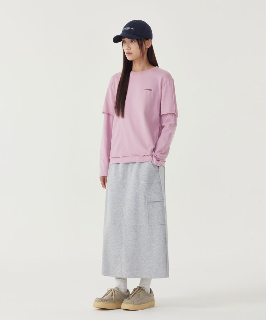 Covernat Woman Sweat Cargo Skirt Melange Gray