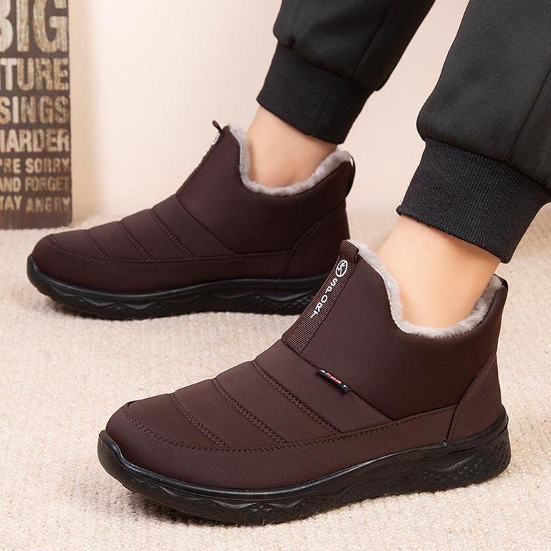 Winter Plus Velvet Thickened Warm Large Size Flat-bottomed Non-slip Cotton Boots