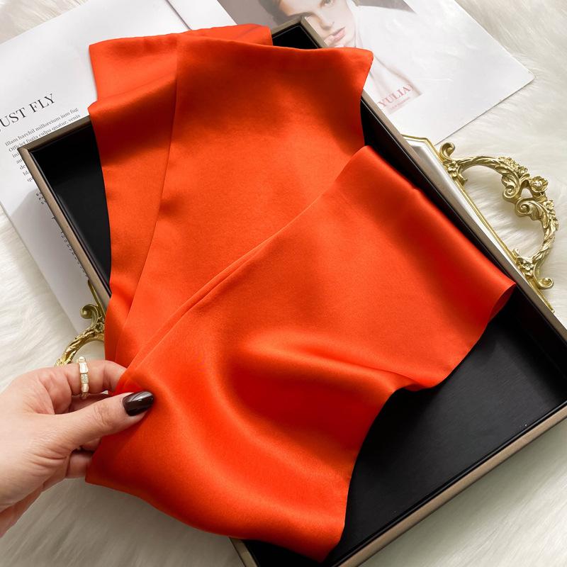 Solid 100% Natural Real Silk Scarf Women Bandana Square Scarves Wrap Kerchief Mulberry Spring Fashion Luxury High Quality Hijab