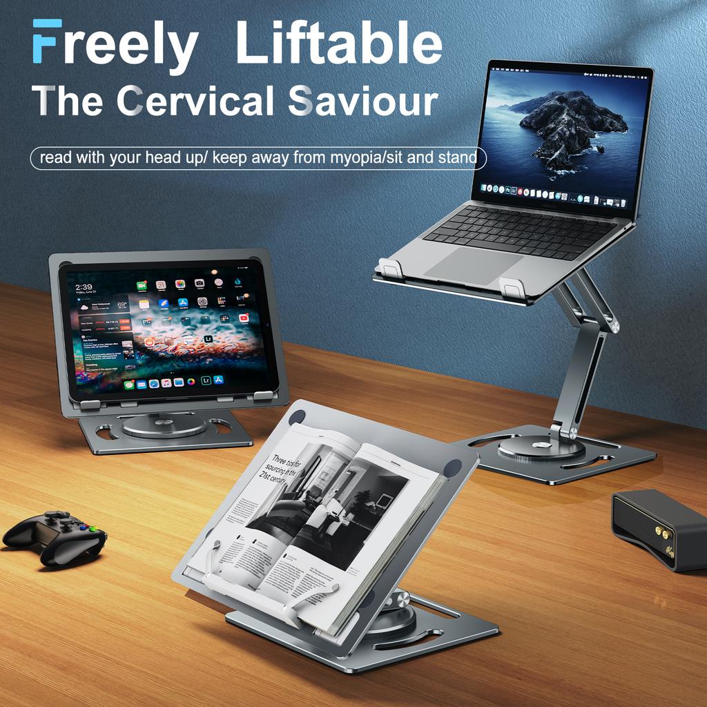 Oatsbasf Adjustable Aluminium Laptop Tablet Stand Rotable Macbook Notebook Stand Portable Book Bracket Projector Support Holder