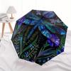 Blue Dragonfly Garden: A Vibrant Circular Art PrintUmbrella, Portable 3-Fold Compact Umbrella for Men & Women Gift