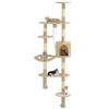 VidaXL Cat Tree with Sisal Scratching Posts Wall Mountable 194 Cm Beige