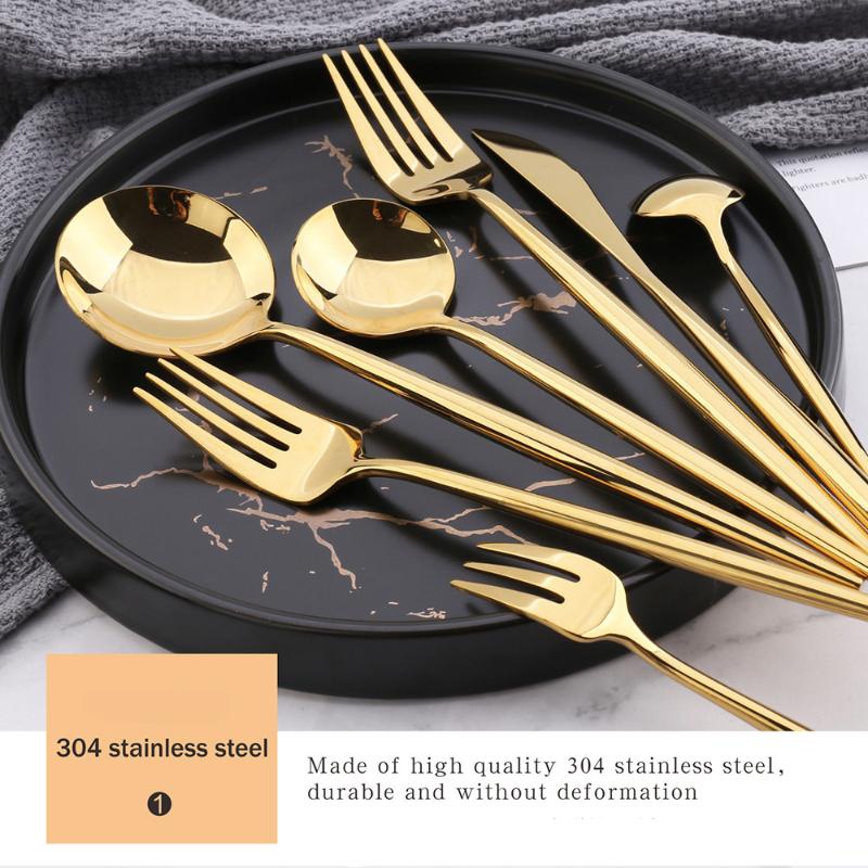 HANYANG 304 cuillères, fourchettes et baguettes en acier inoxydable miroir Portugal couteaux et fourchettes plaqués or argent brillant vaisselle occidentale d'hôtel