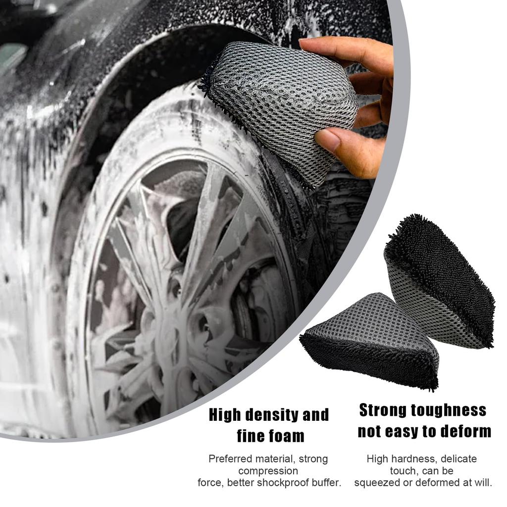 DXNQ 2pcs Car Tire Shine Applicator Pads Reusable Triangle Sponge Wheel Shine Applicator Tire