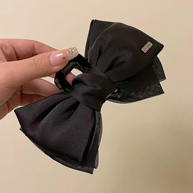 Sweet Mesh Tulle Big Bow Hair Claw Clips for Women Solid Colours Elegant Bowknot Ponytail Clip New Headdress Accessories