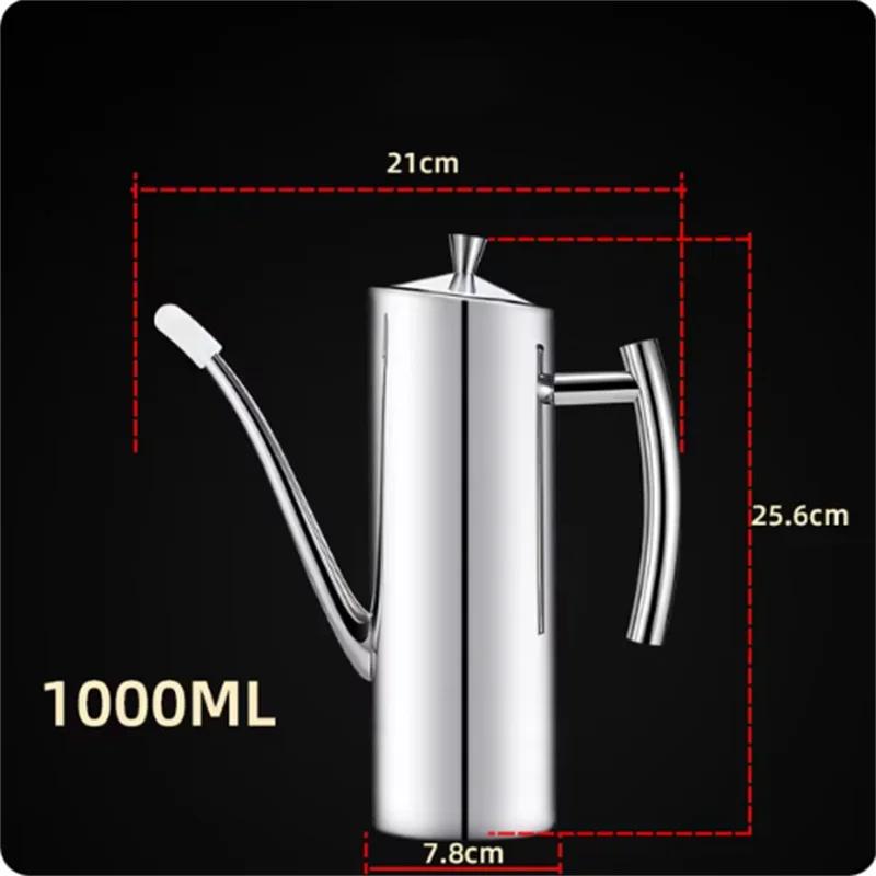 304 Stainless Steel Oil Pot Kitchen Oil Tank Sauce Vinegar Drip-Proof Dust-Proof Oil Storage Container To Store Kitchen Tools