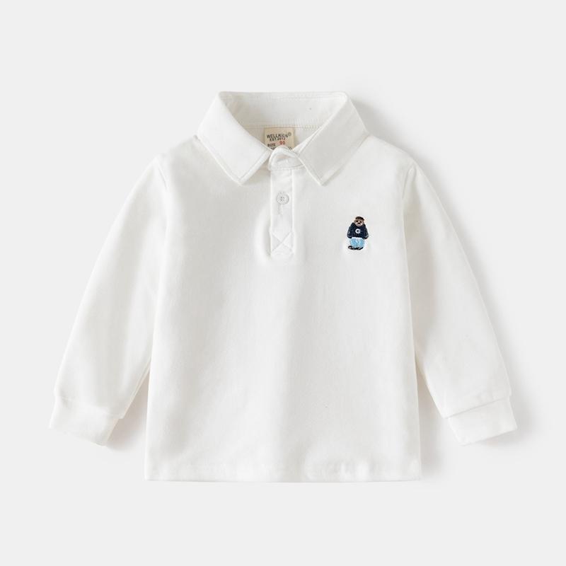 Kids Boys Polo Shirt Long-Sleeve Collared Pullover