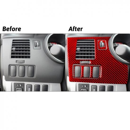 3Pcs Red Carbon Fiber Interior Driver Side Air Vent Cover Trim For Toyota Tacoma