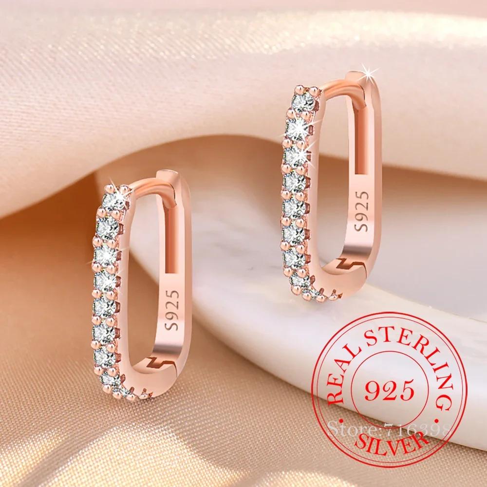 

High-quality 925 Sterling Silver Crystal Fashion Circle Hoop Earrings for Woman Wedding Party Gift Street Versatile Jewelry золотий