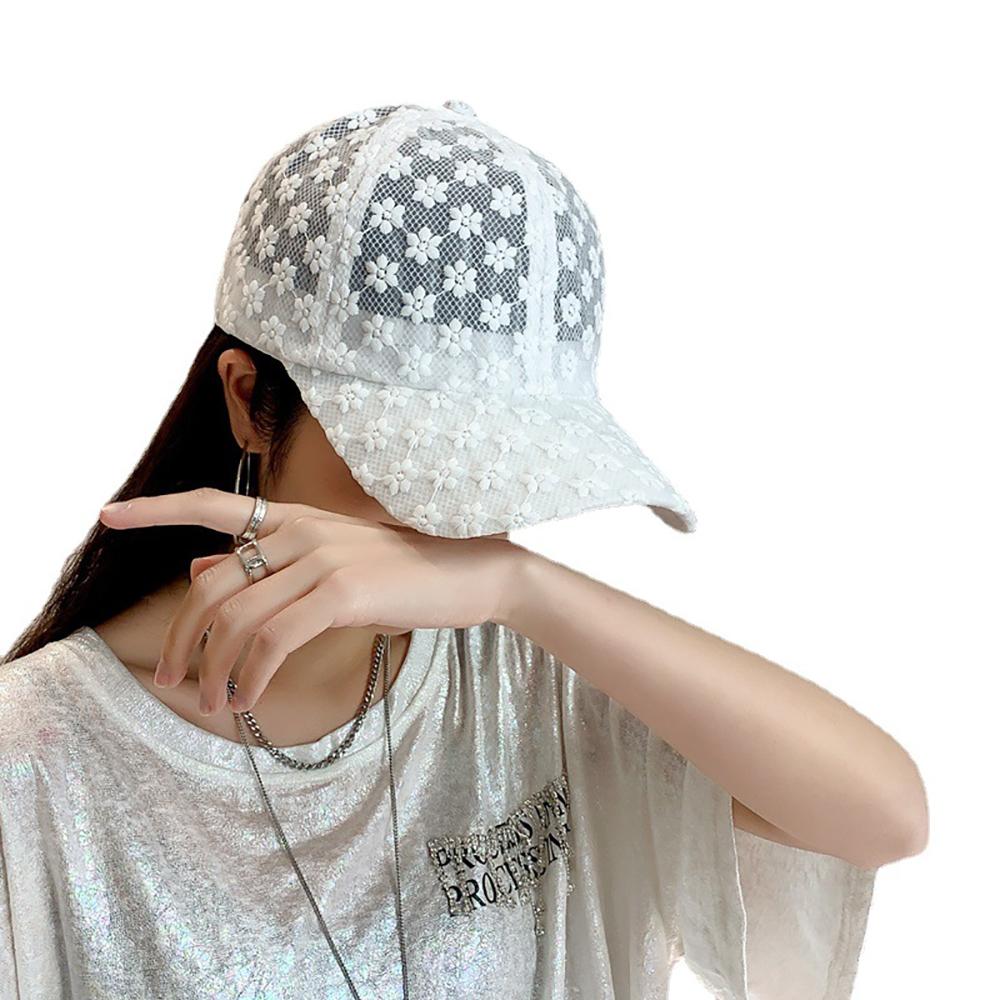 Fashion Casual Girls Women Hip Hop Korean Lace Mesh Hat Visors Cap Flower Baseball Cap