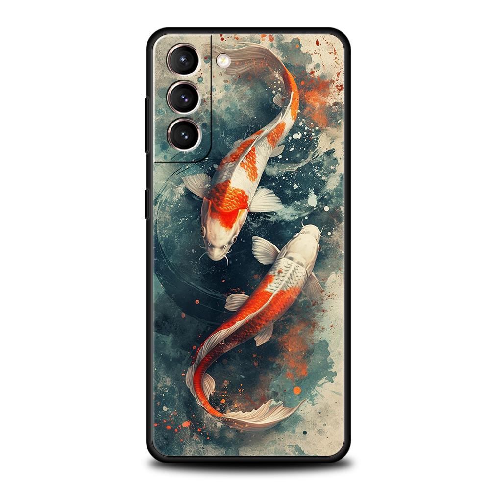 Koi Carp Phone Case For Samsung Galaxy S25 S24 S23 S22 Ultra S20 S21 FE 5G S10 S9 Plus S10E Soft TPU Cover