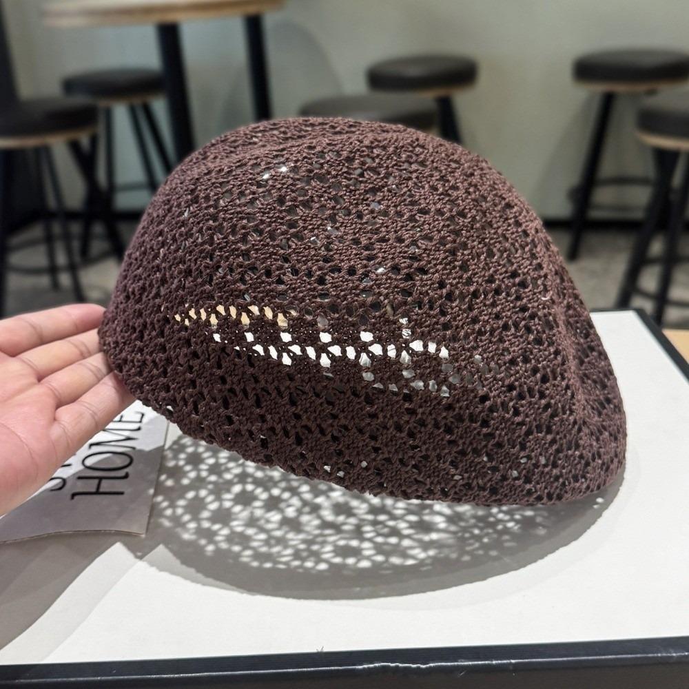 Hollow Out Design Women's Beret Thin Design Artist Hat Fashion Trendy Headwear  For Women