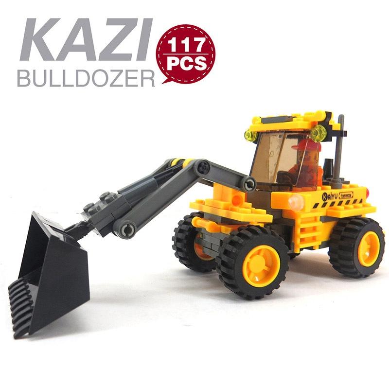 117 ks City Construction Buldozer Truck Stavebnice aut Sady Děti DIY Creator Cihly Vzdělávací hračky
