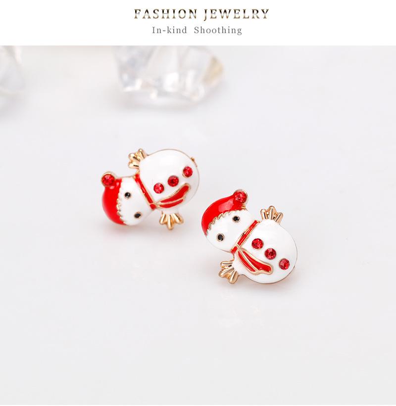 Women Christmas Snowman Ear Studs Cute Cartoon Earrings Jewelry Ornaments for Ladies