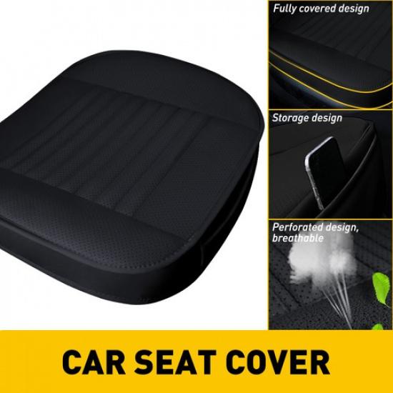 Full Surround Front Car Seat Cover Leather Pad Mat Auto Chair Cushion Protector Front seat Black