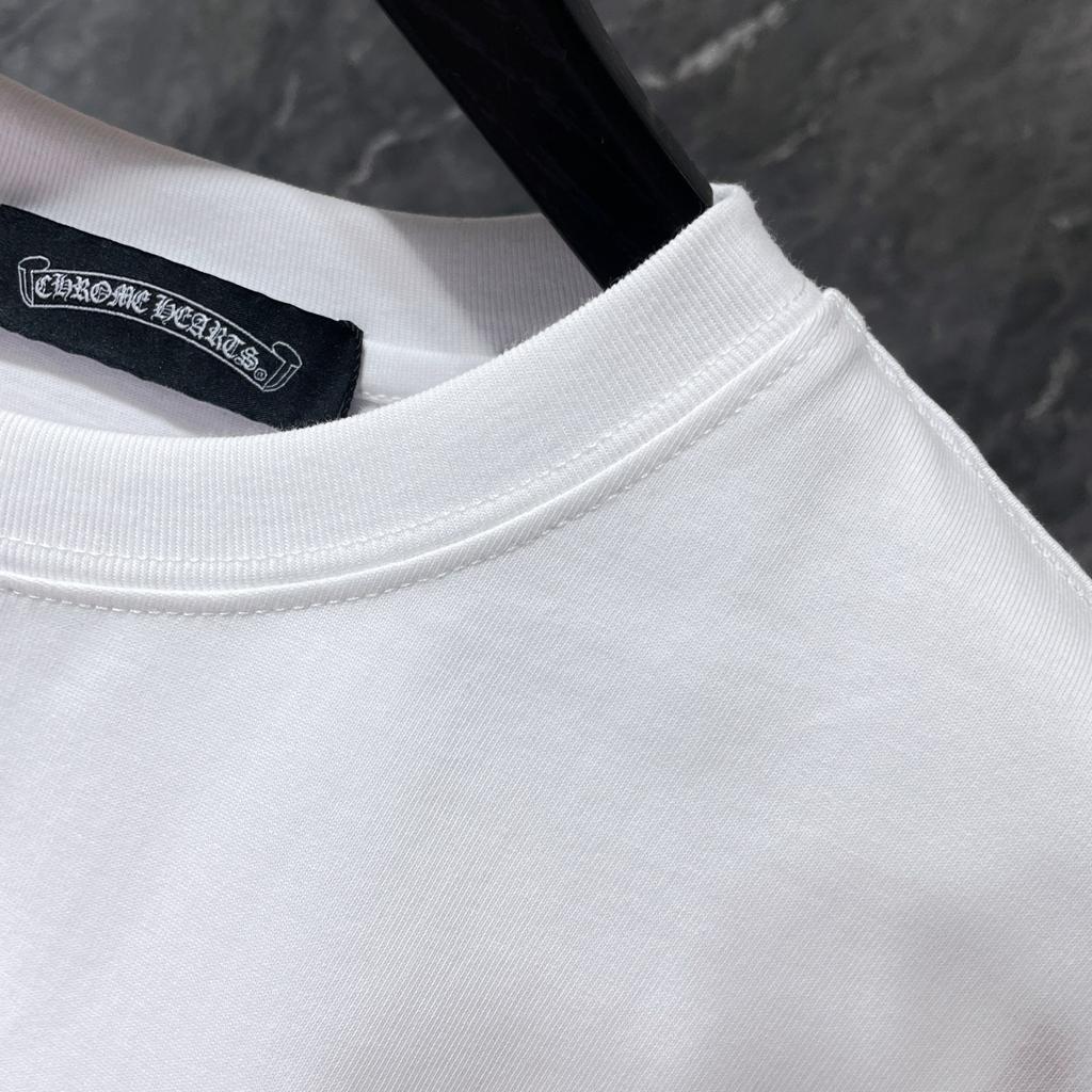 8760 CHROME HEARTS 2026 Lato Nowa Wysokiej Jakości Bawełniana Okrągły Dekolt Luźna Duży Rozmiar Męska i Damska Koszulka Koszulka dla Pary