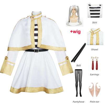 Anime Frieren bei der Beerdigung Frieren Cosplay Kostüm Kleid Kleid Mantel Rock Gürtel Ohrringe Outfits für Frauen Halloween