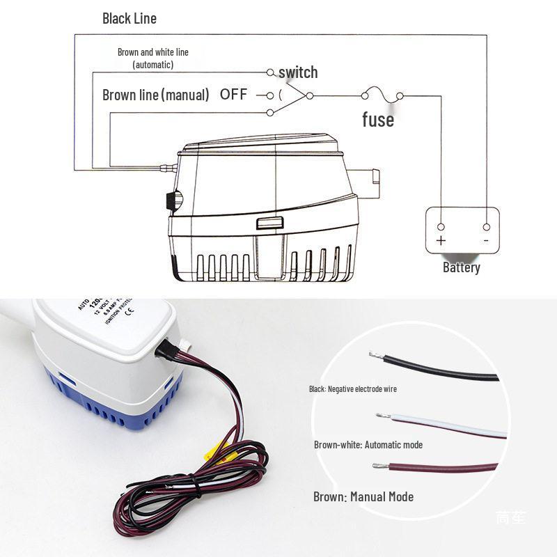12V Automatische Marine-Bilgenpumpe - Kompakte Tauchwasserpumpe für Yacht/Wohnmobil für niedrige Wasserstände