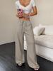 2026 Women's Casual Wide-Leg Pants with Knot Waist and Textured Fabric