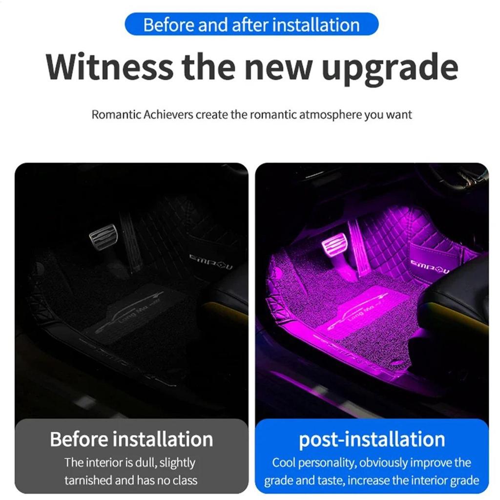Ambient Lighting For Car Music Rhythm Lamp With USB Port Interior Ambient Lighting For Truck SUV Tractor Trailer