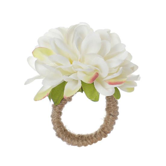 Napkin Ring Handmade Artificial Flower Decor Napkin Buckle Simulated Flowers Leaves Napkin Holder Table Decoration