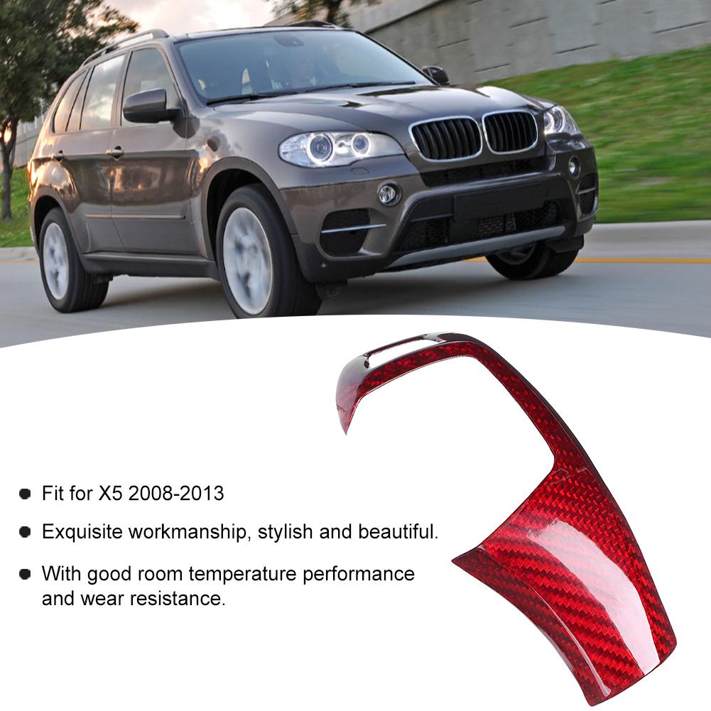 Carbon Fiber Texture Gear Shift Knob Head Cover Trim Fit for X5 2008 2013 Red