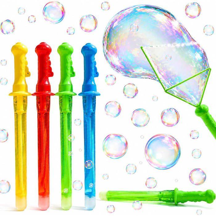 Bubble Wands (4-pack) - SHOP-STORY - Giant Baguettes 45 Cm - Extra-Large Fan Tip - Assorted Colors - 3+ Years