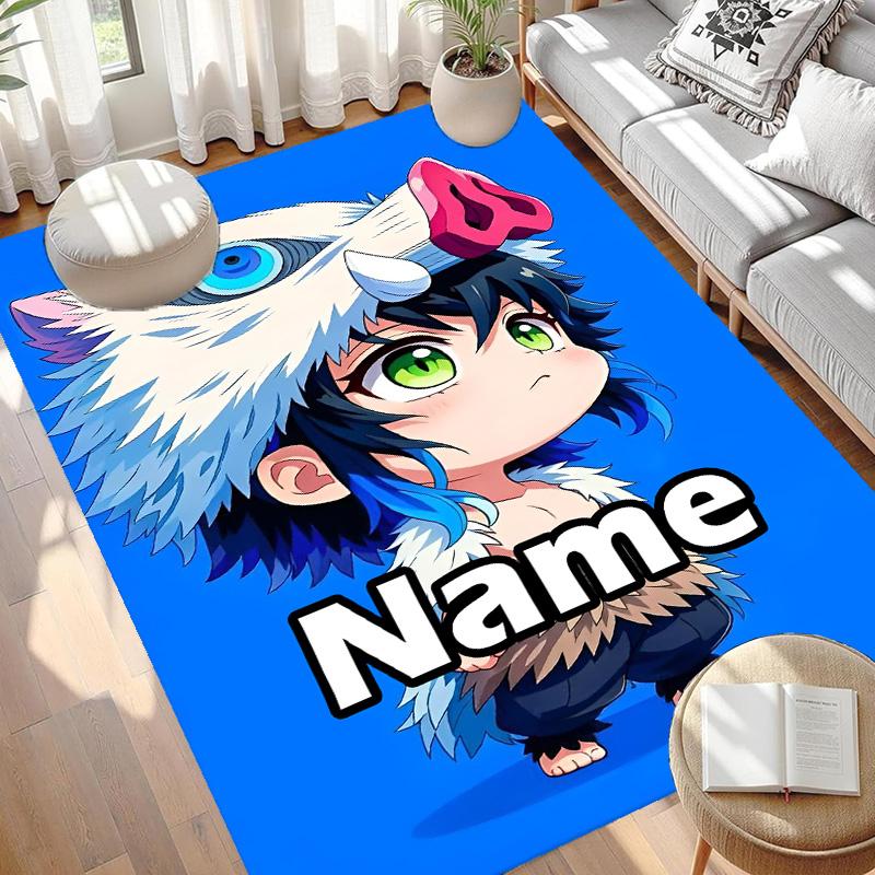 Benutzerdefinierter Name Personalisierter Demon Slayer Druck Teppich, Vielseitiger Heimdekor Teppich, für Spielzimmer, Wohnung, Balkon, Eingangsbereich, Flur Geschenk
