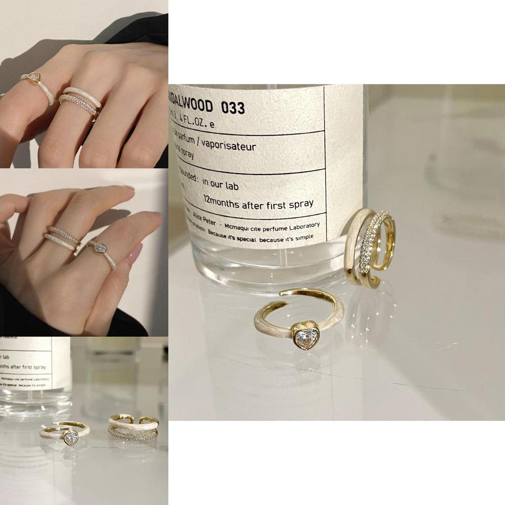 Stylish Heart-shaped Adjustable Ring For Women With Unique Double Layered Design