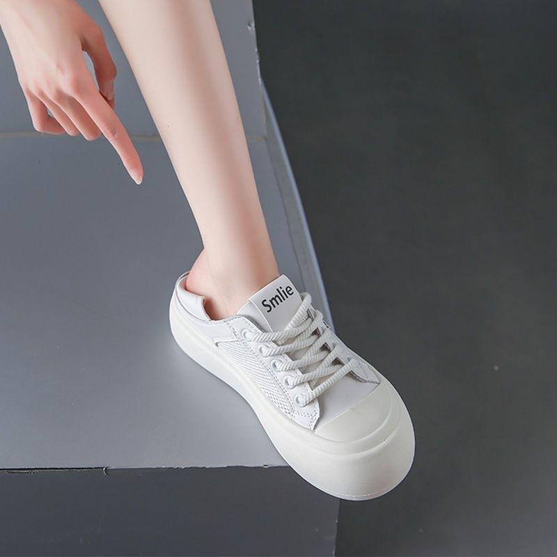 

Уродливые милые туфли-хлебушки с большой головой женские 2024 новая летняя платформа два с половиной драга белые туфли женские сетчатые дышащие кеды 35 белый