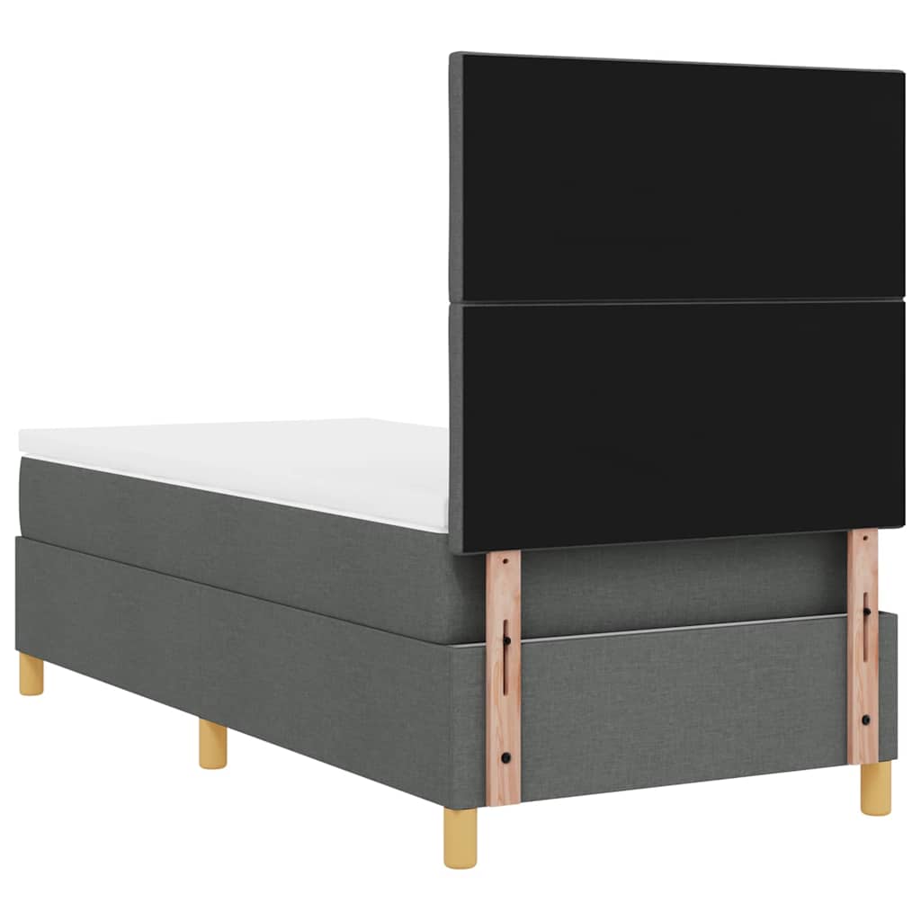 Boxspring Bed with Headboard Dark Grey 90 X 190 Cm Fabric