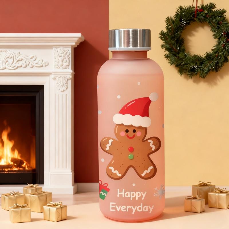 3D Printed 500ml Christmas Water Bottle with Cute Santa & Reindeer Design Cartoon Cute High Appearance Plastic Water Cup