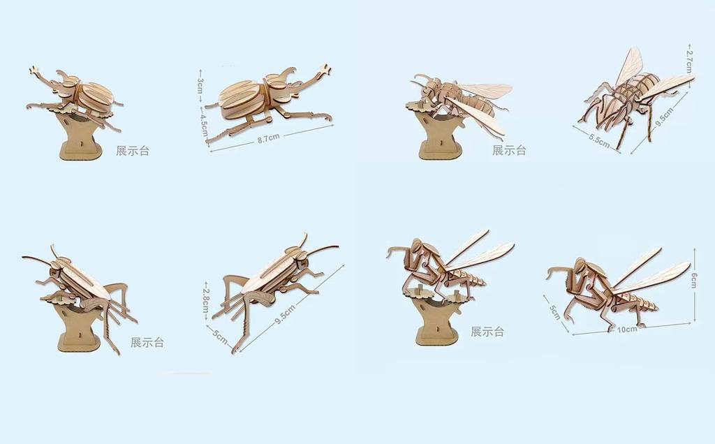 in three 3D Puzzle Wooden Puzzle Beetle Stag Beetle with Base 8 Types 3D Insect Toy Wooden Model Craft Kit 3D Wooden Puzzle Insect [Good directions]