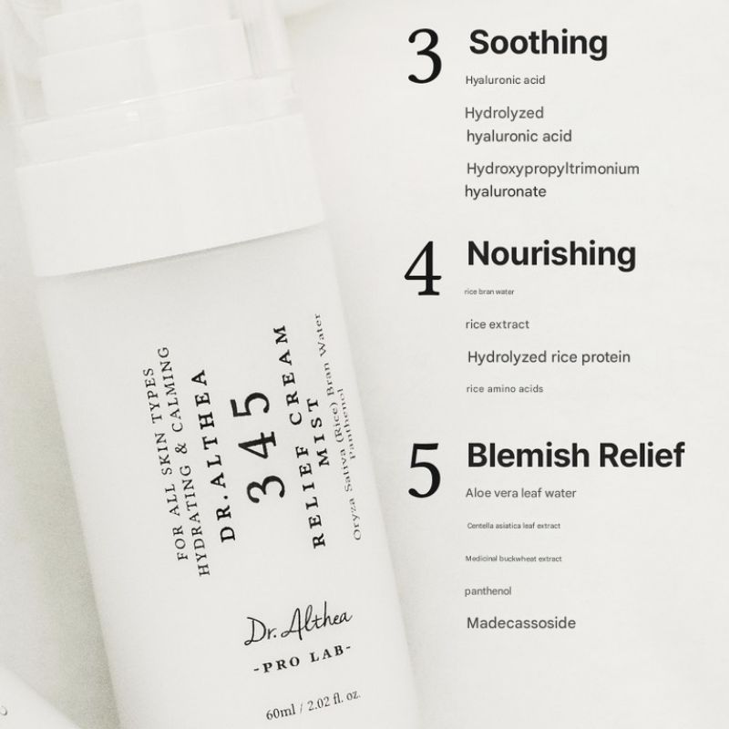 DR.ALTHEA 345 Relief Cream Mist 100ml 1pcs | Hydrating Soothing Face Mist for Sensitive Skin