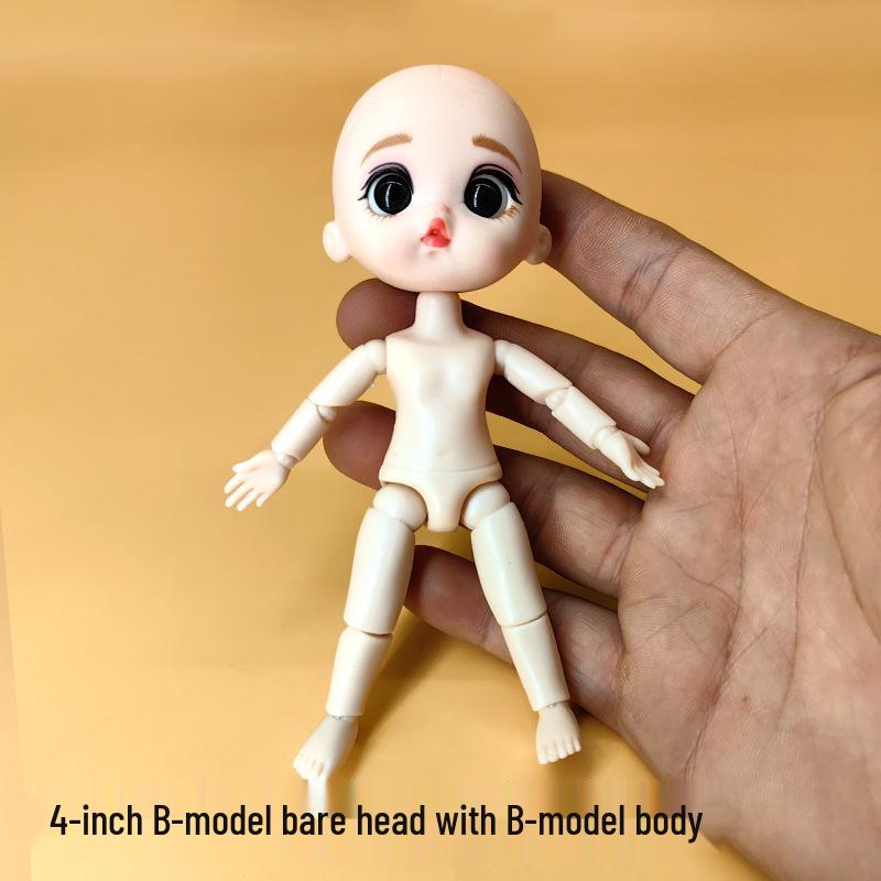 13cm BJD Blank Dress-Up Doll with 9.5cm Live Hands and Face-Up, Includes Princess Accessories