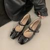 Bow French explosion Mary Jane single shoes women's square head fairy temperament silver small leather shoes 2025 spring new models