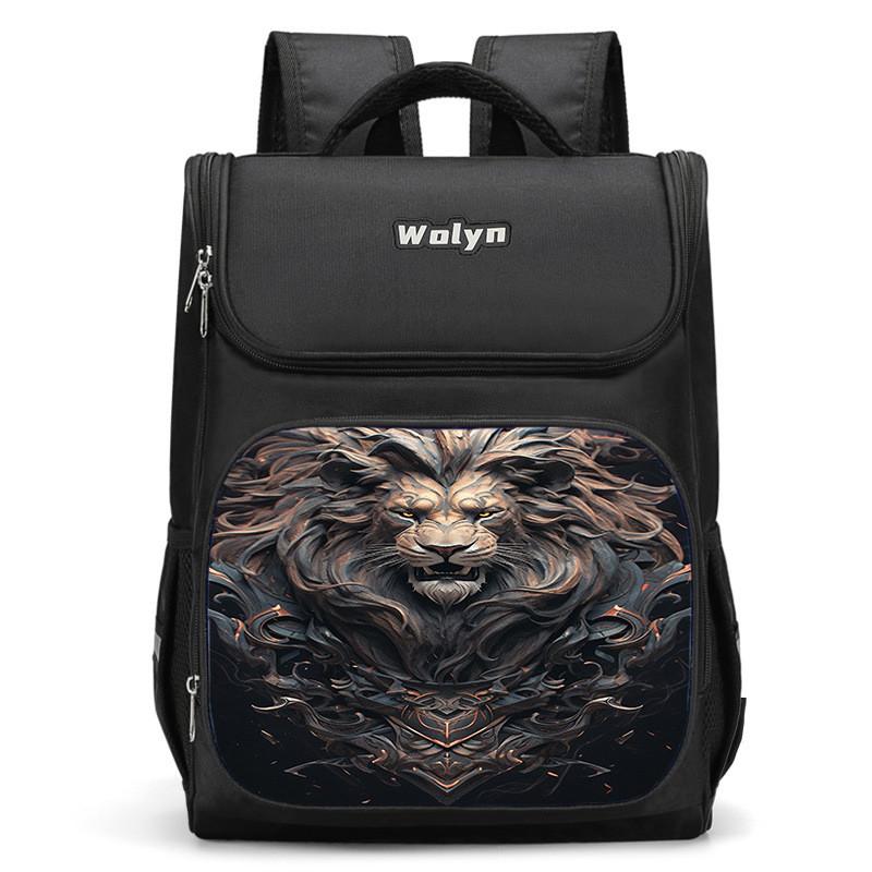 Spacious Lion-themed Backpack For Elementary School Kids Oxford Fabric Lightweight
