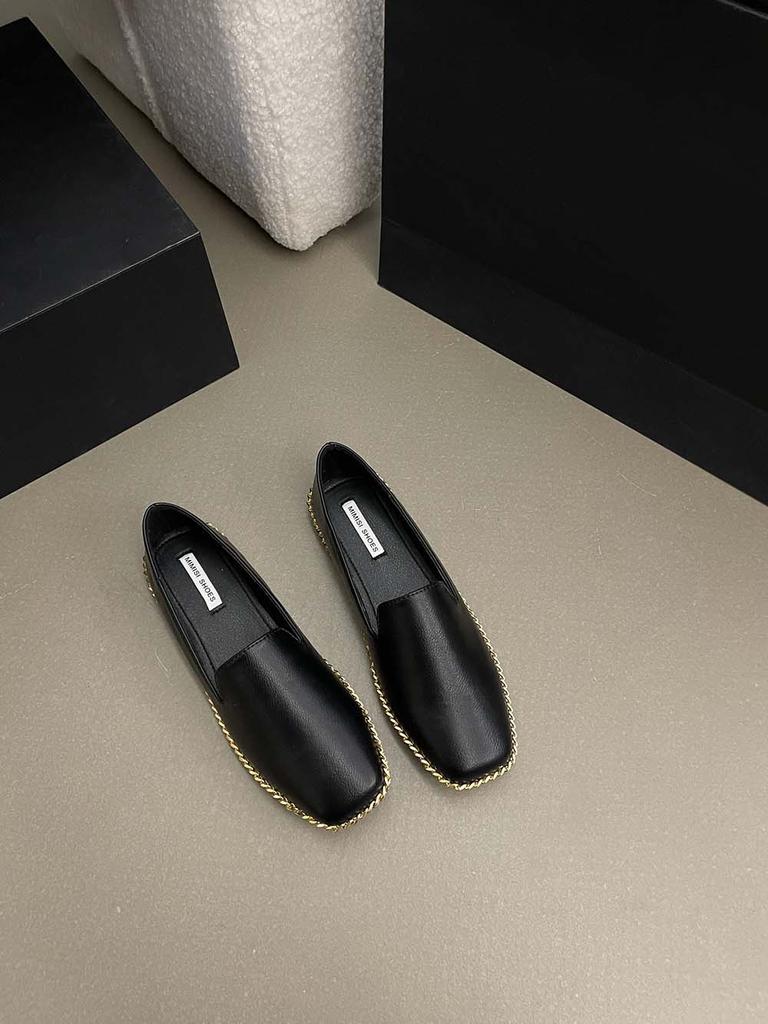 fashion Round Toe Women Loafers Solid Color Dress Shoes Flat Low Heeled 2024 New Arrivals Fashion Dress Shoes Woman Size 35-39 Metal