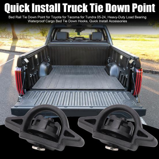 Bed Rail Tie Down Point for Toyota for Tacoma for Tundra 05-24, Heavy-Duty Load Bearing Waterproof Cargo Bed Tie Down Hooks, Quick Install Accessories