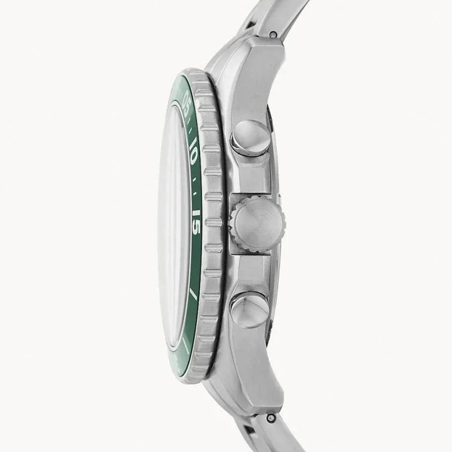 Men's Chronograph Quartz Silver Stainless Steel Green Dial 46mm Watch FS5726