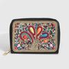Bohemian Style PU Zipper Card Holder & Coin Purse with Butterfly and Flower Design