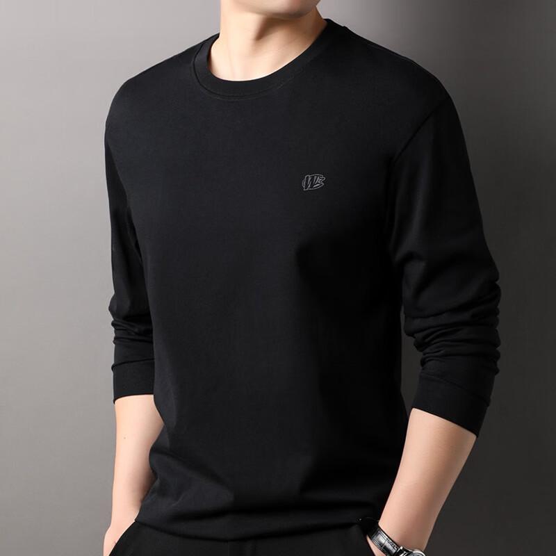 Hengyuanxiang Men's Heavyweight 260g Pure Cotton Long-Sleeve T-Shirt