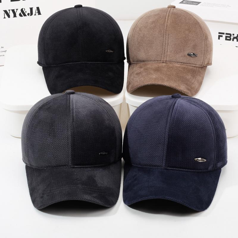Men's Autumn Winter Woolen Hat Middle-Aged and Elderly Thick Warm Ear Protection Baseball Cap