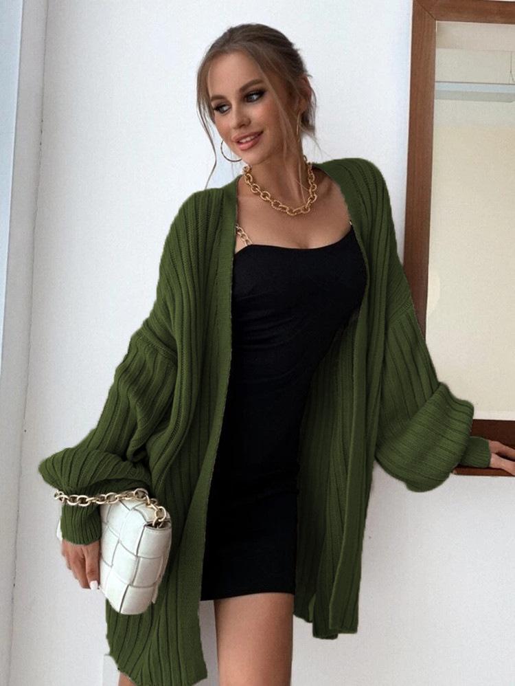2025 Autumn/Winter Fashion Plus Size Batwing Sleeve Knitted Cardigan Sweater
