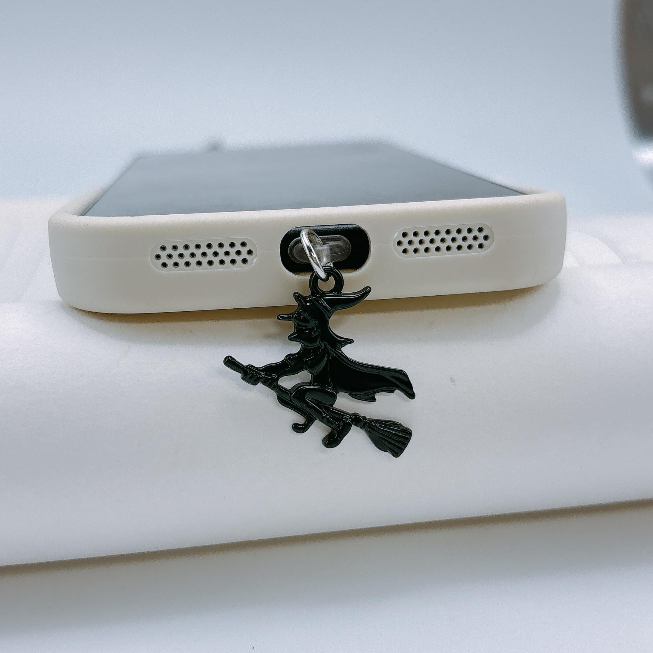 1 шт. Хэллоуин Ведьма Сплав Шарм Заглушка от пыли, Аксессуар для украшения мобильного телефона – Зачарованная Волшебница Пылезащитная заглушка Совместимость For TypeC