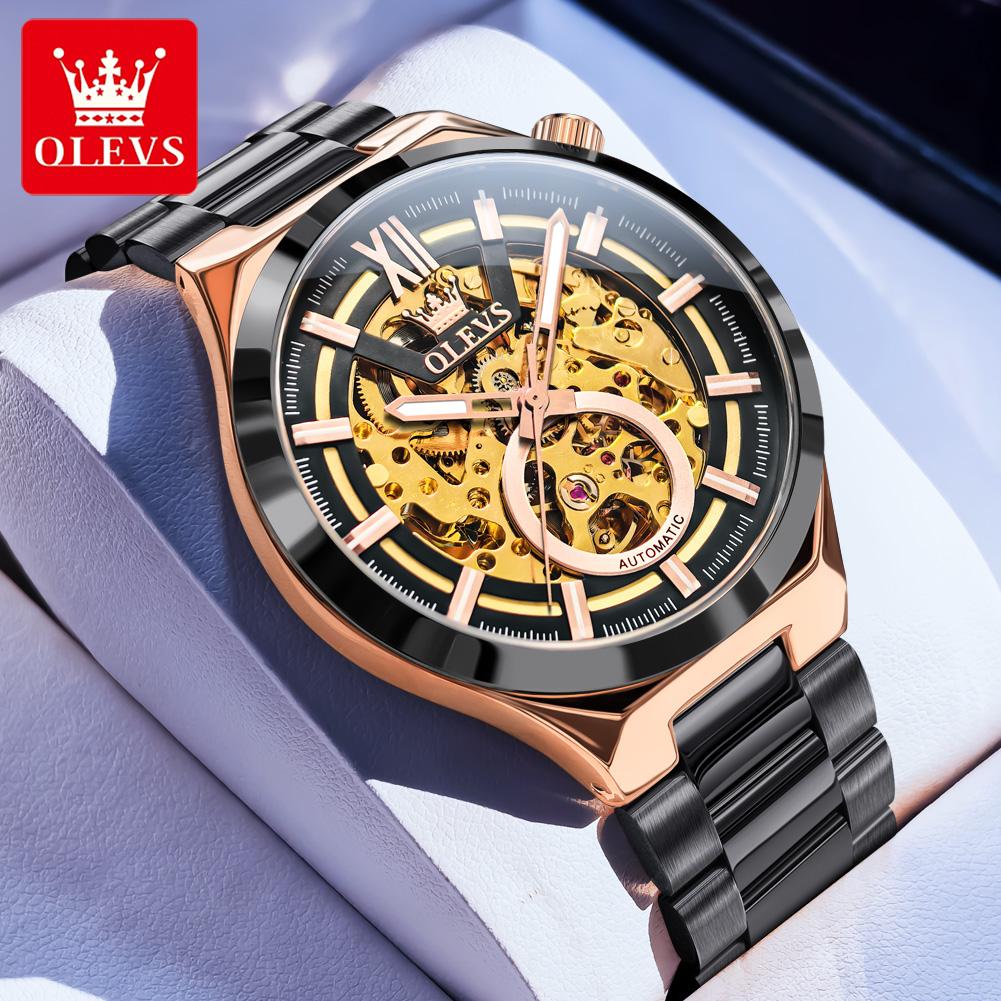 OLEVS Men's Watches Trend Fashion Top Brand Original Automatic Mechanical Wristwatch Waterproof Stainless Steel Outdoor Dress