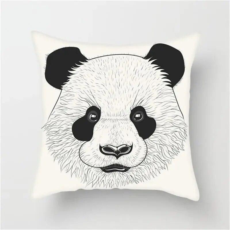 Urocza poszewka na poduszkę z nadrukiem pandy do domu, sypialni, salonu, na sofę, 45x45cm, poszewka z brzoskwiniowej skóry, prezent